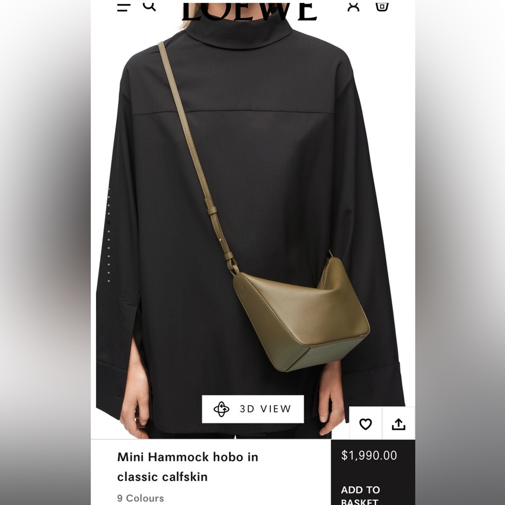 LOEWE HAMMOCK HOBO IN DARK KHAKI GREEN